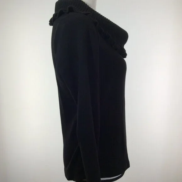 RAFAELLA Womens Top Size Medium Black Long Sleeve - Picture 5 of 12